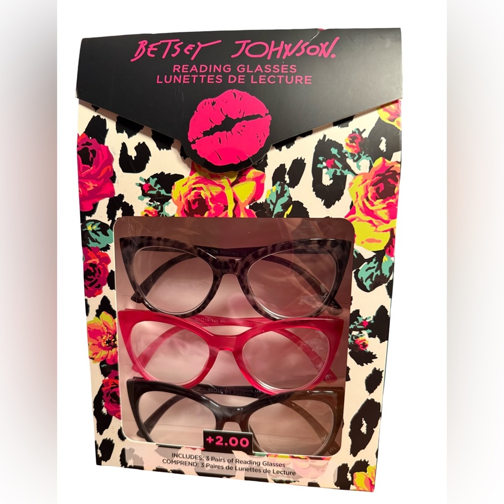 Betsey Johnson NWT Qty of 6 Assorted Reading Glasses +200 Lenses Strength - Picture 2 of 9